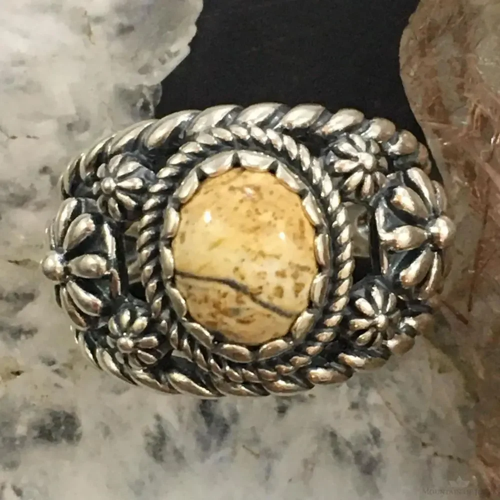 Carolyn Pollack Vintage Sterling Oval Picture Jasper Decorated Ring For Women